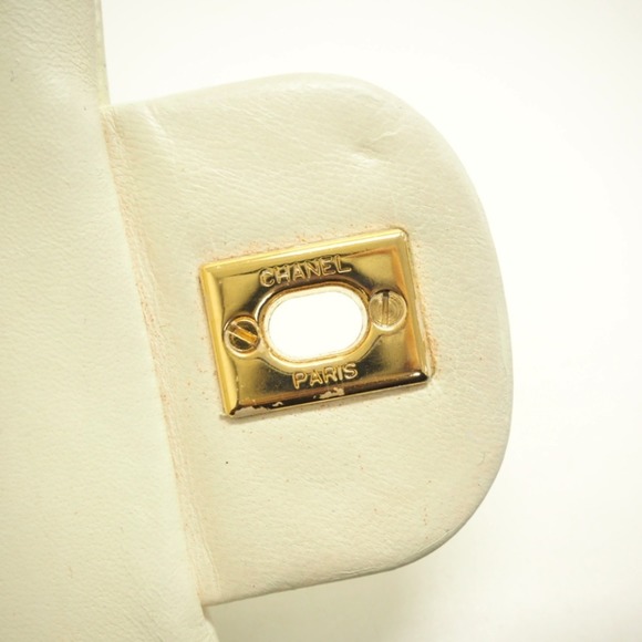 CHANEL Matelasse 23 Double Chain Flap Coco Mark Shoulder Bag White Ladies - Picture 9 of 10